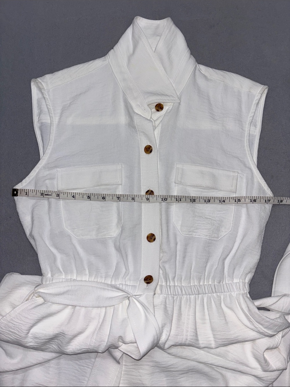 Calvin Klein White Sleeveless Button-Front Jumpsuit Size 6 - Picture 4 of 5